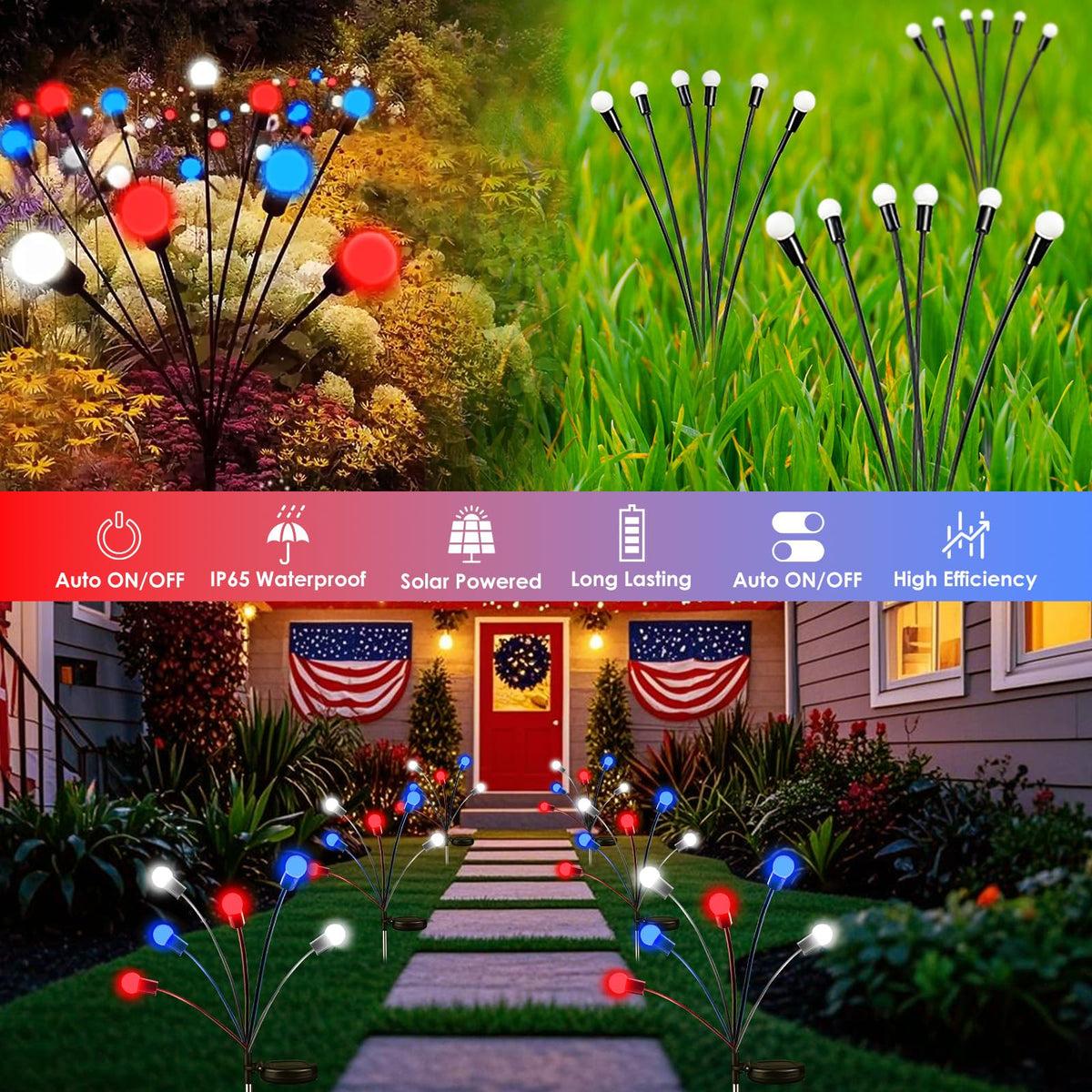 OZS 6 brighter beads garden lights blending with flower beds at night