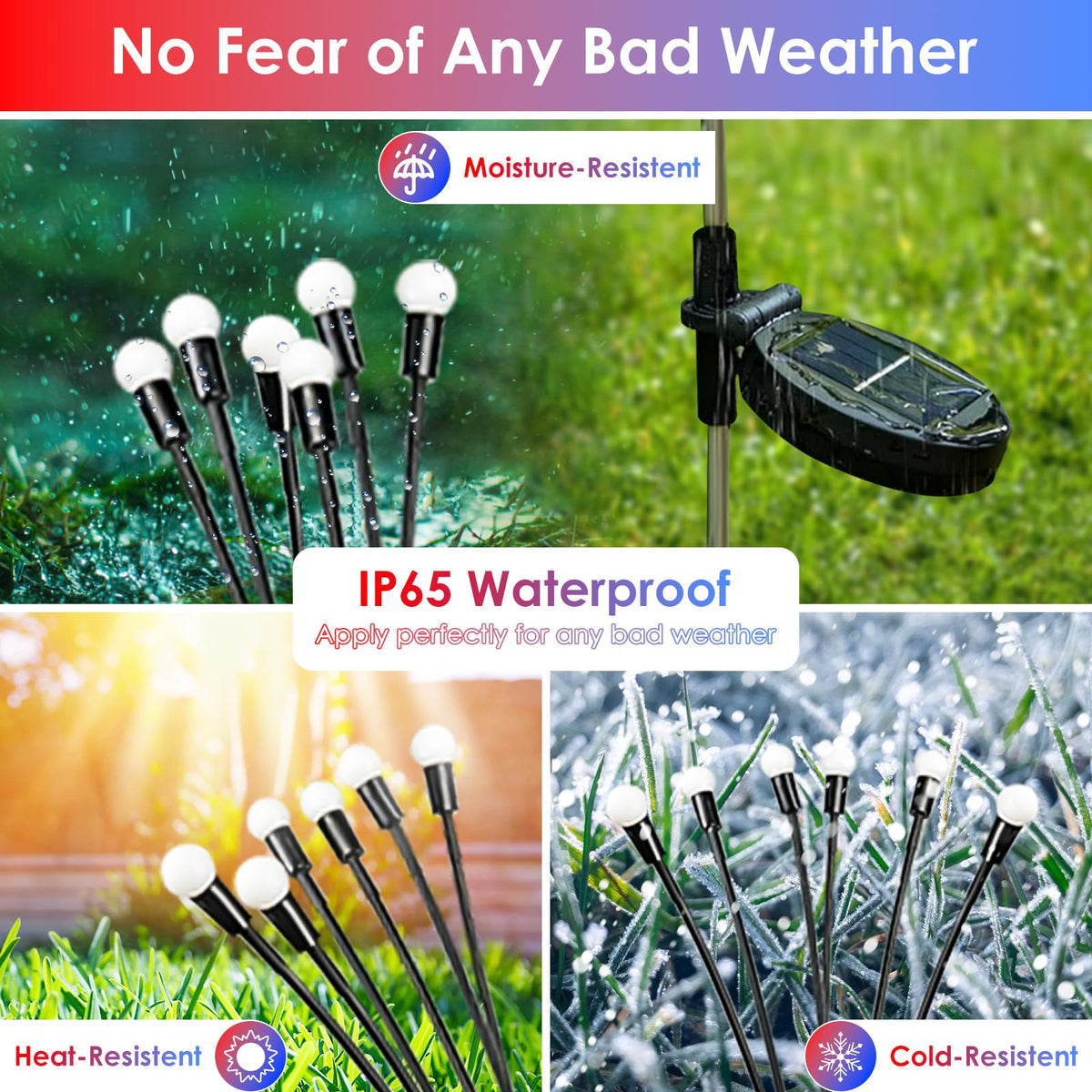 OZS IP65 waterproof solar garden lights enduring rain for reliable glow