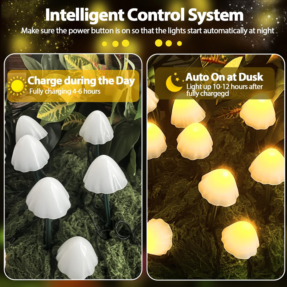 OZS solar decor mushrooms outline borders for charming garden accents