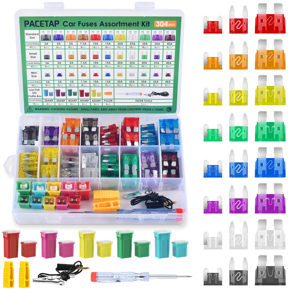 PACETAP 304pcs fuse kit full view for quick on-road replacements