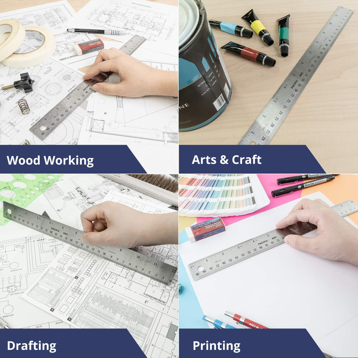 Pacific Arc durable ruler ideal for sewing, drafting, drawing and design work.