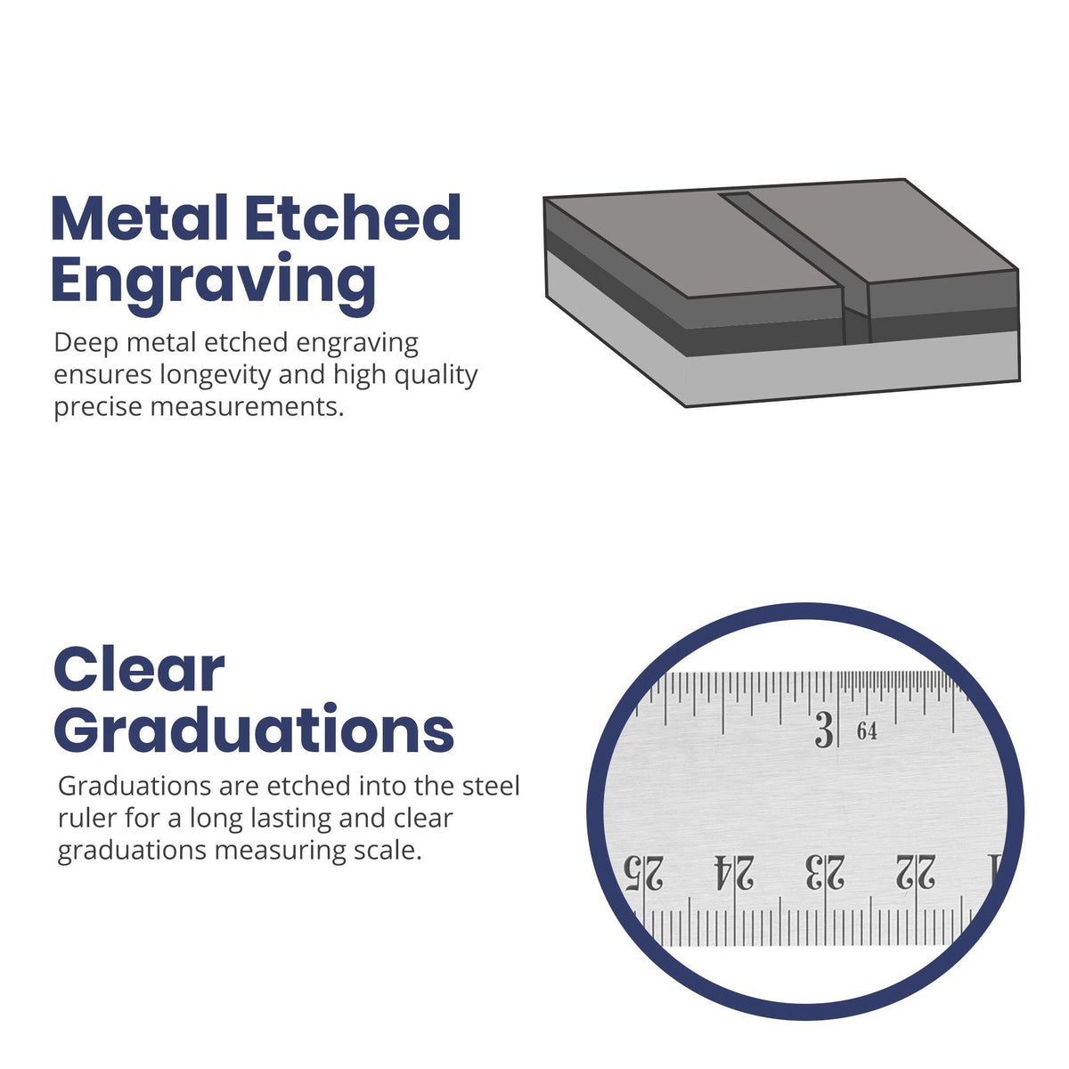 Pacific Arc metal-edge ruler featuring a convenient hanging hole for easy storage.