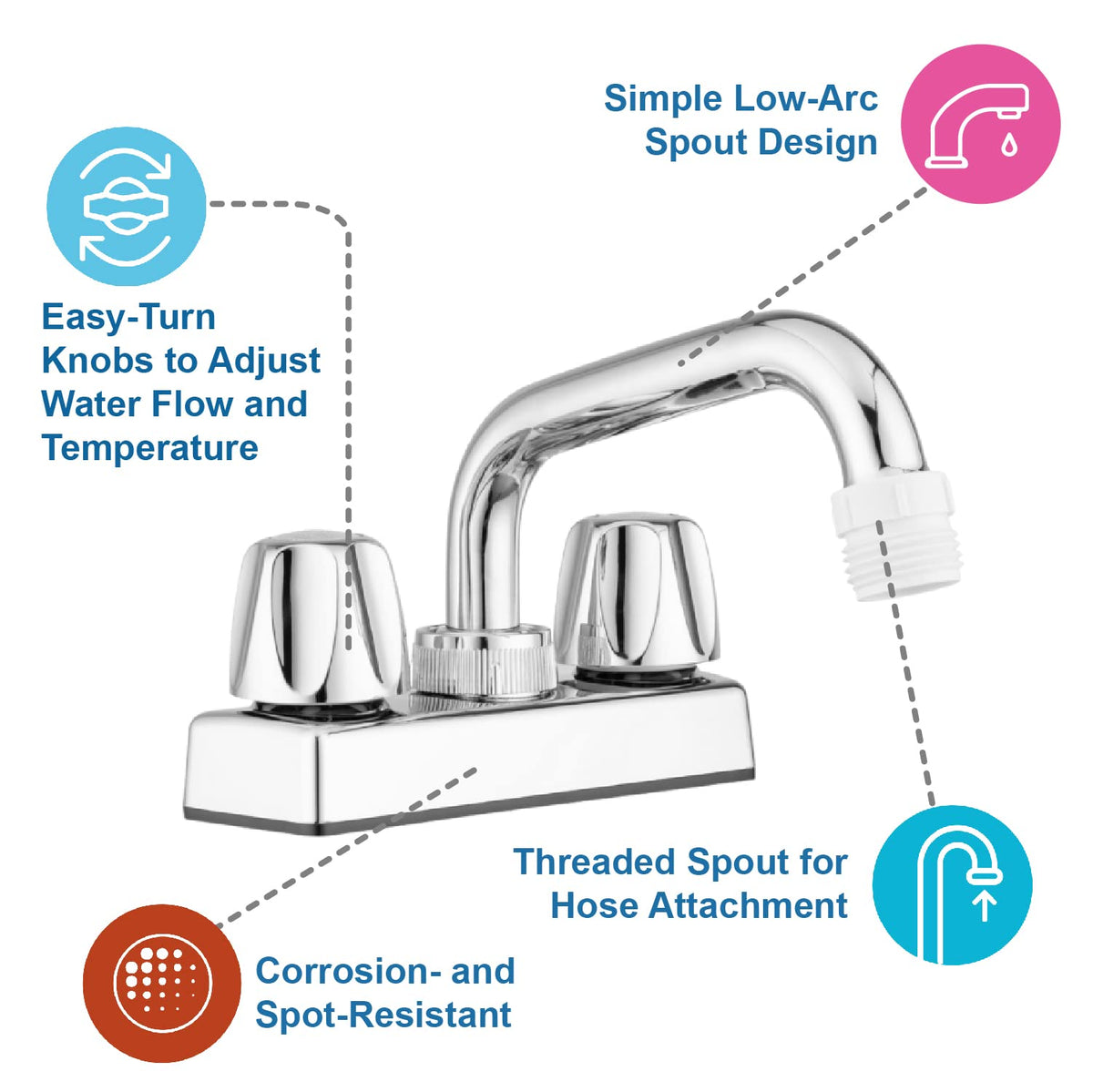 Pacific Bay Lynden chrome finish faucet provides corrosion resistance and modern look.
