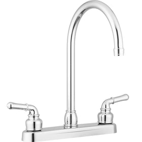 Pacific Bay Lynden modern high-arc kitchen faucet in polished chrome with smooth dual-handle control