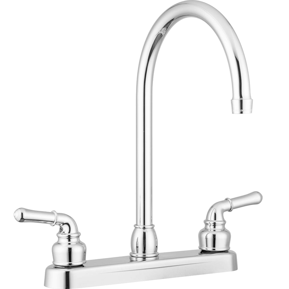 Pacific Bay Lynden modern high-arc kitchen faucet in polished chrome with smooth dual-handle control