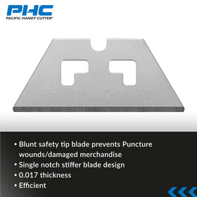 Pacific Handy Cutter blunt safety tip minimizes accidental punctures during handling.