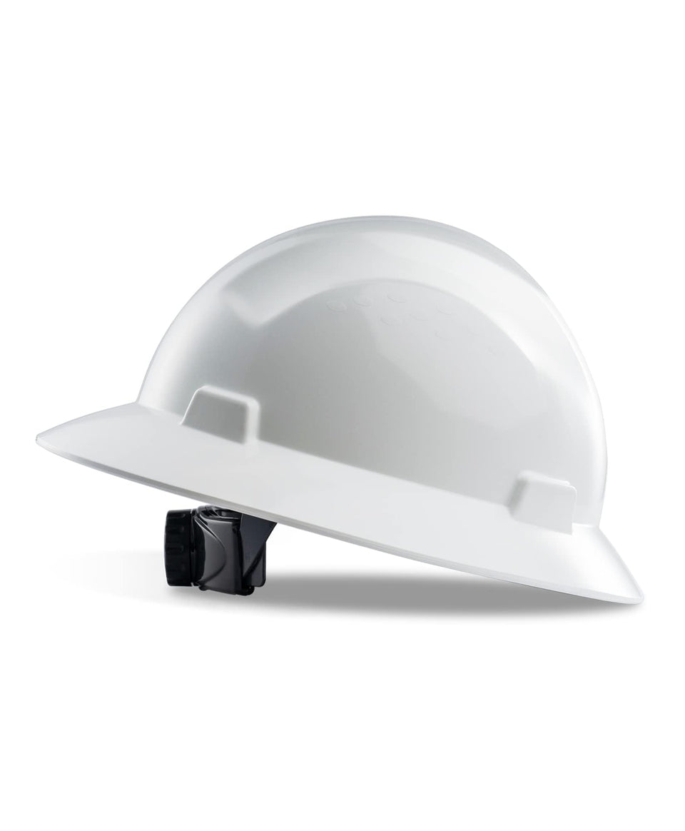 PACIFIC PPE full-brim hard hat front view for enhanced head protection during outdoor work.