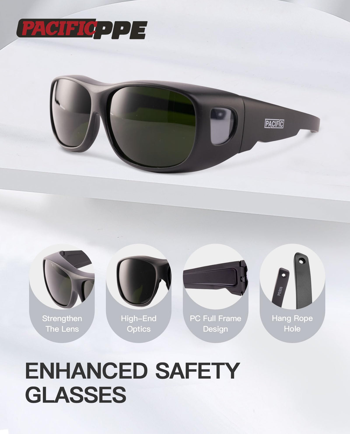 Lightweight polycarbonate frame minimizes nose pressure during extended wear