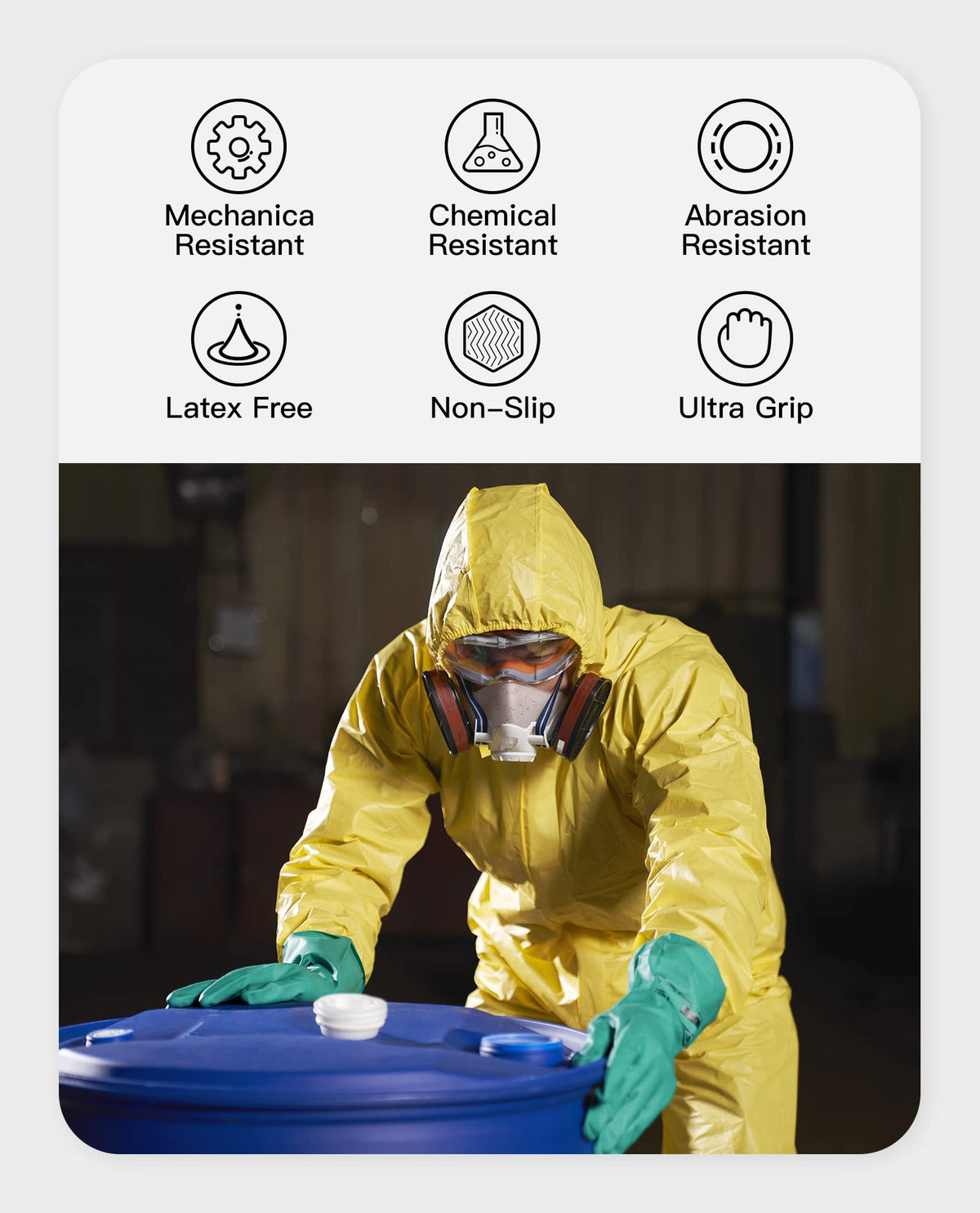 PACIFIC PPE nitrile gloves extended cuffs protect wrists during splashes
