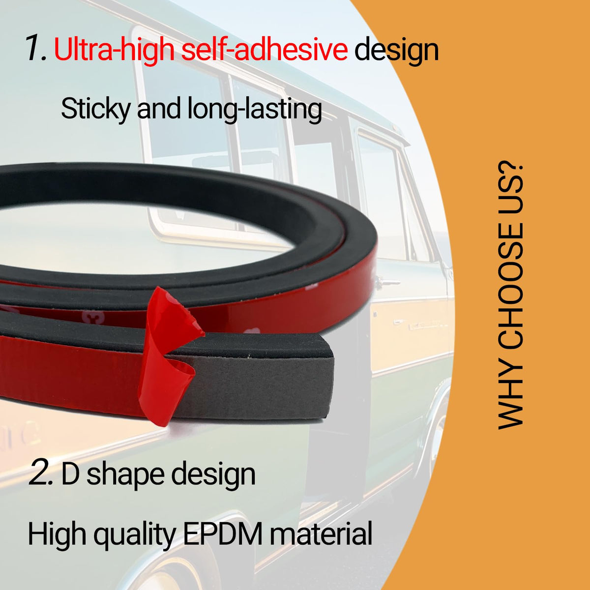 PACIXU auto window seal enables easy installation on car doors and trunks.