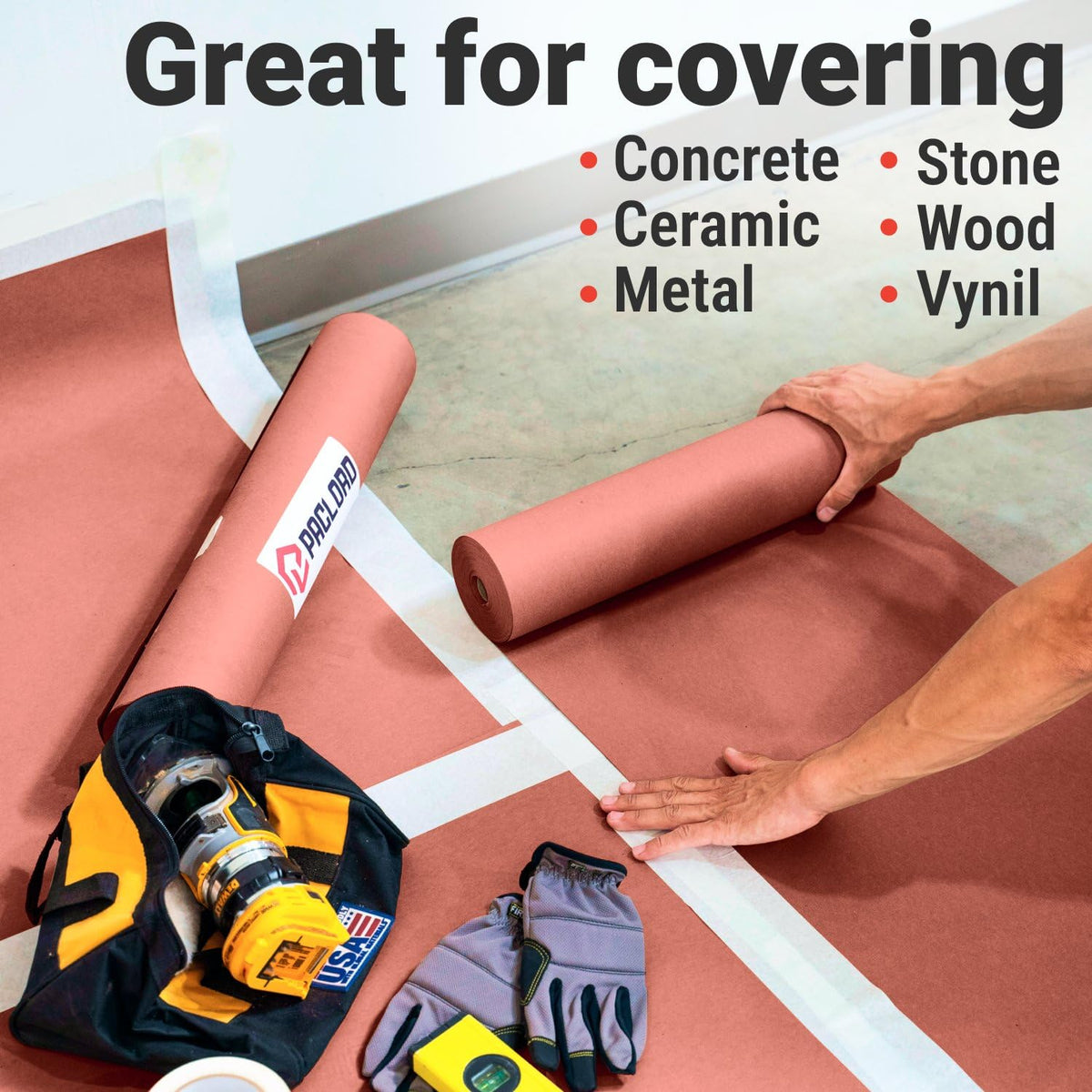 Paclord rosin paper offers a light moisture barrier for underlying floors.
