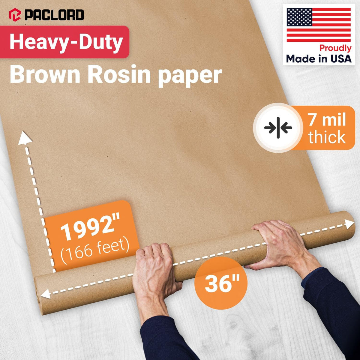 Paclord rosin paper tear resistance close-up showing durability under foot traffic.