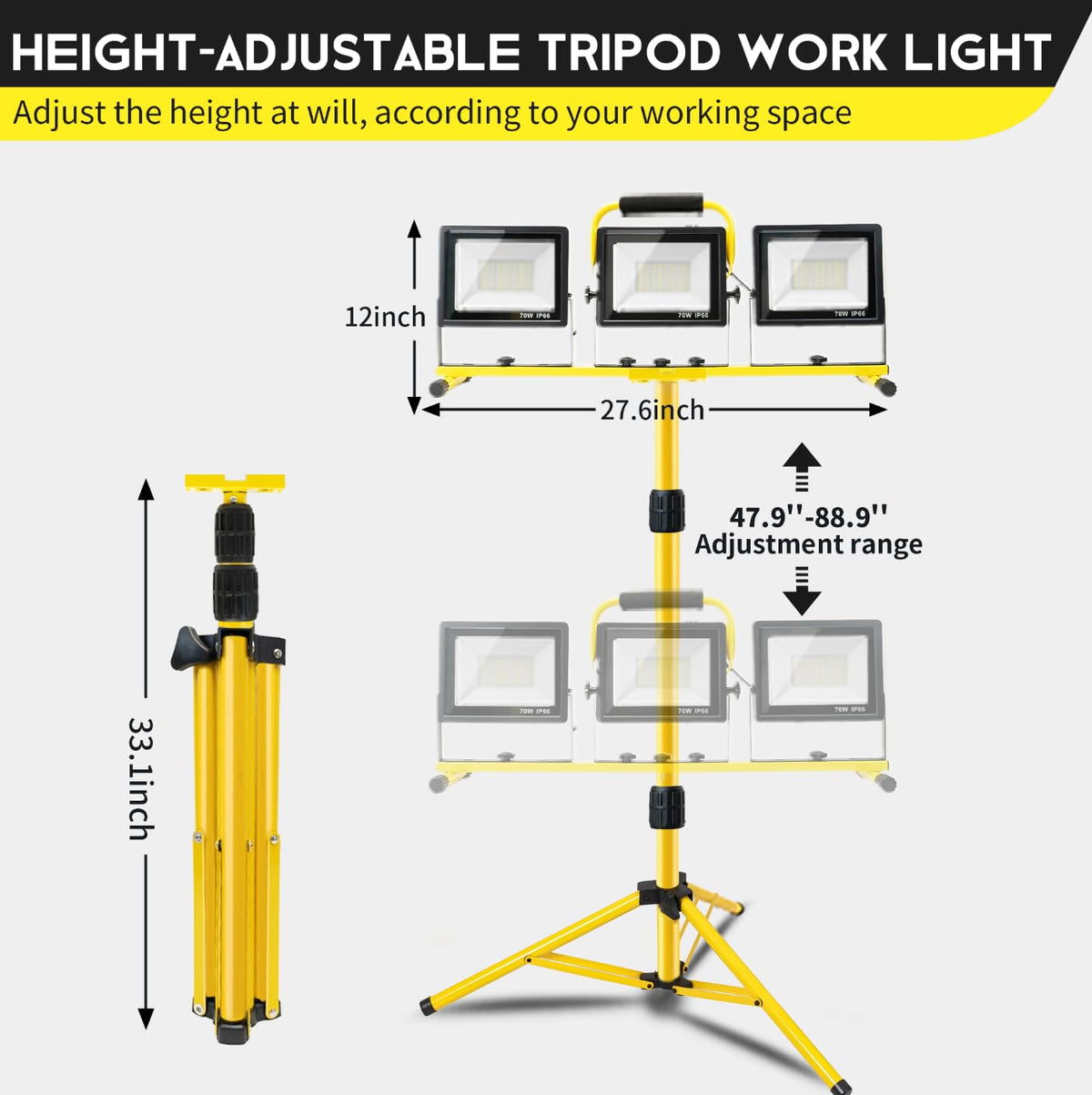 Heads rotate 360 degrees for versatile light angles.
