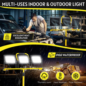 Each head features its own switch for targeted lighting control.