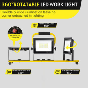 Telescoping tripod enables quick height adjustment for various tasks.