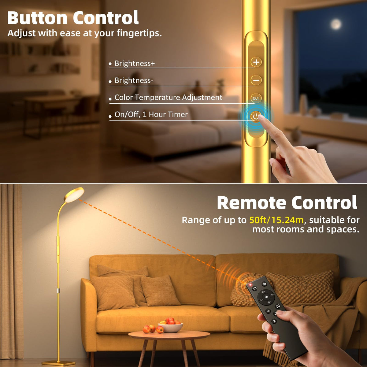 PACOVY lamp offers dimmable color temperature from warm to cool.