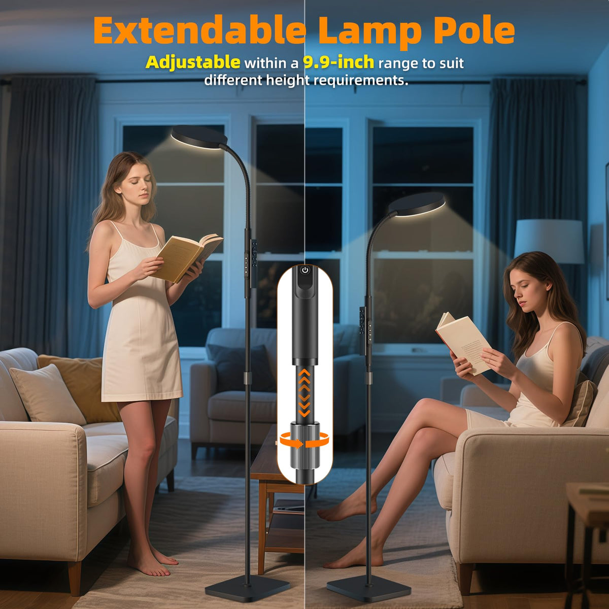PACOVY floor lamp gooseneck 360 rotation for precise lighting