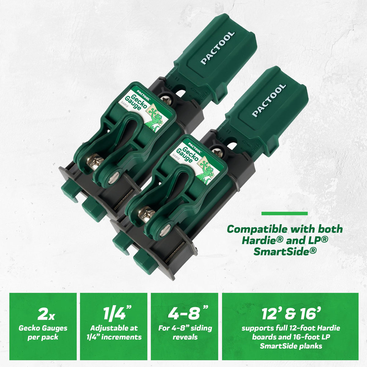PacTool Gecko Gauge features a protective rubber grip to avoid surface damage.