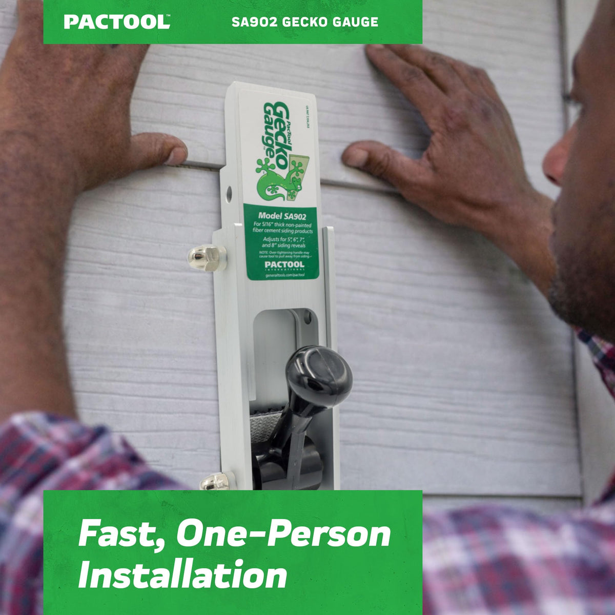 PacTool SA902 Gecko Gauge adjustable 7in reveal aids consistent siding gaps
