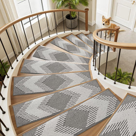 PADOOR stair treads with adhesive back demonstrate quick peel-and-stick installation.