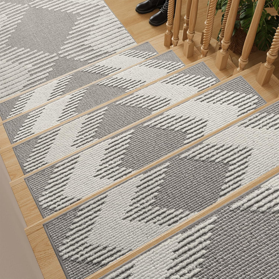 PADOOR 15pc stair treads non-slip close-up shows textured grip for safer steps.