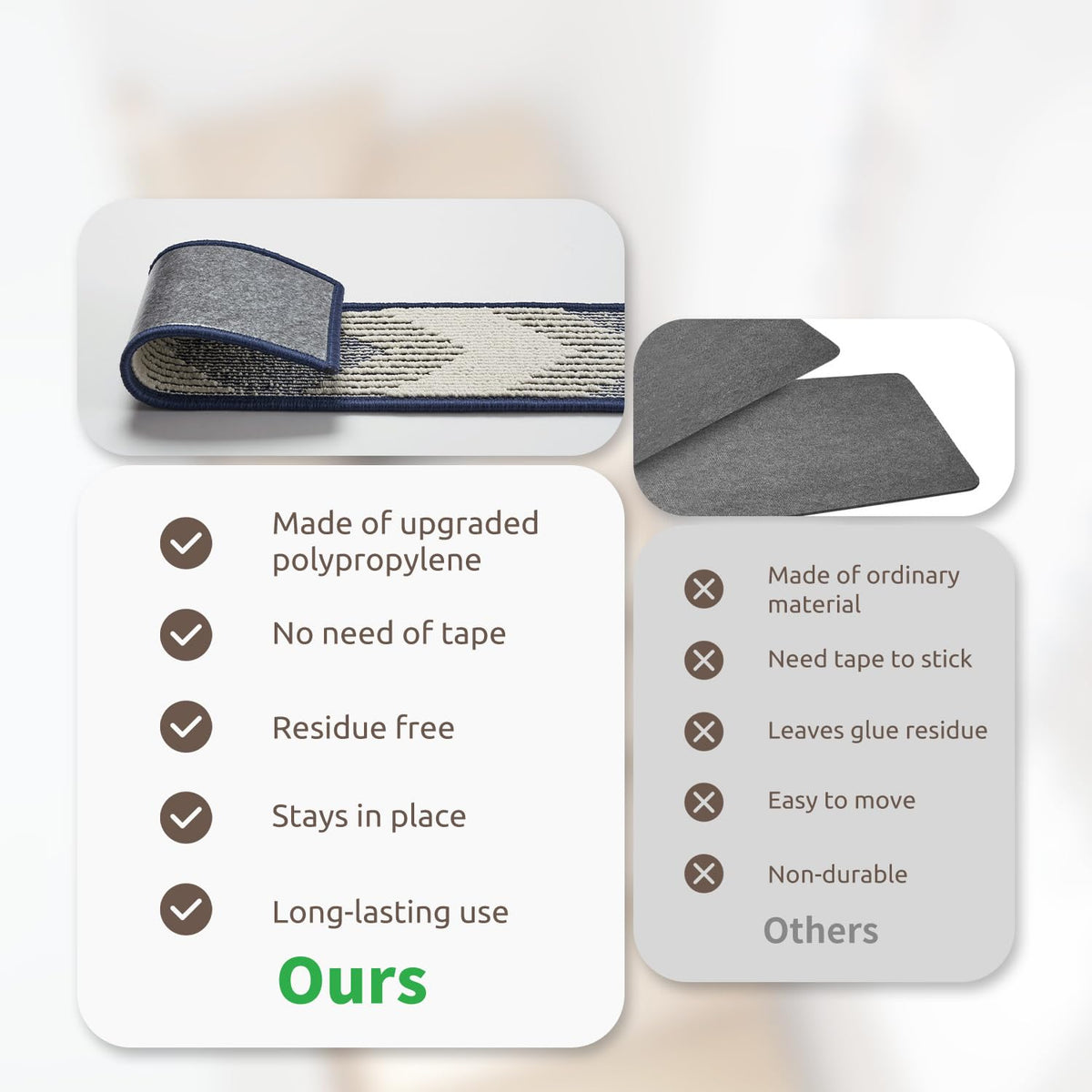 PADOOR blue stair treads remove cleanly with no residue.