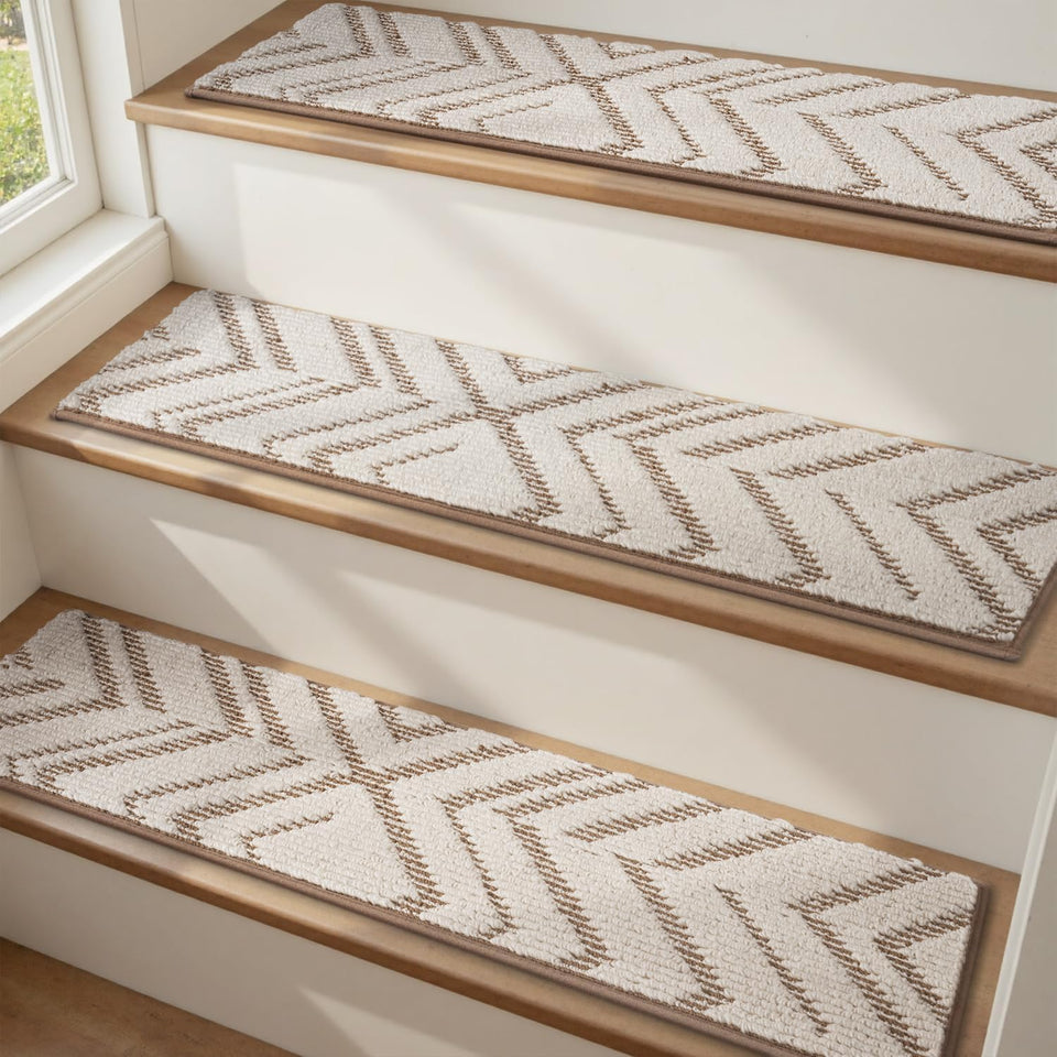 PADOOR non-slip stair treads on wooden steps for safer footing.