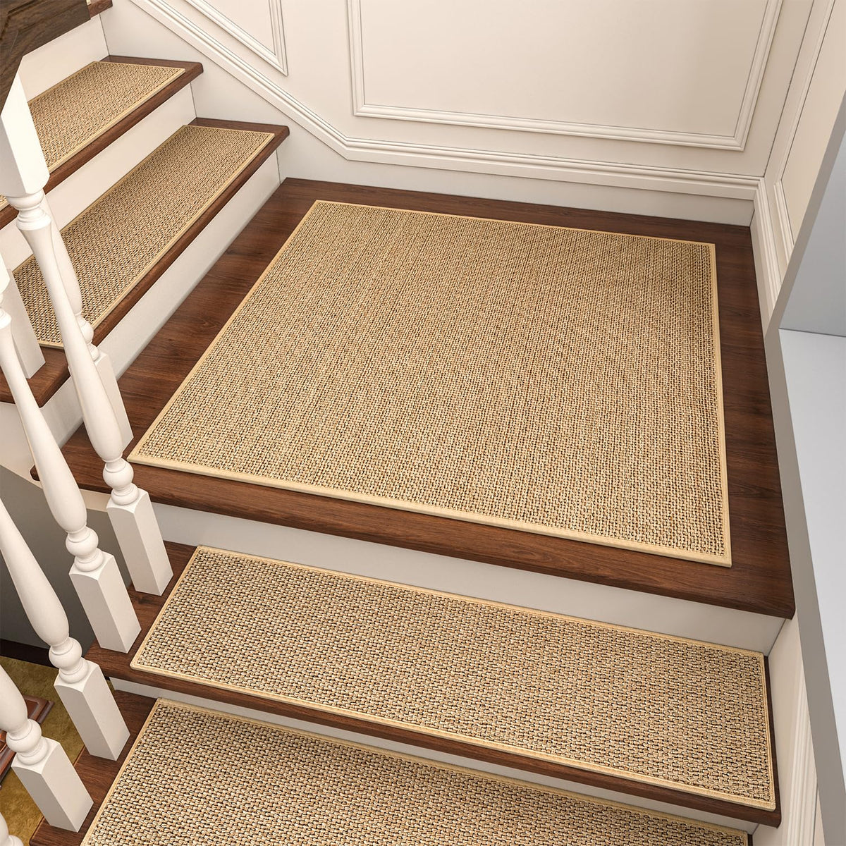 PADOOR non-slip stair treads on wooden steps with rubber backing for grip