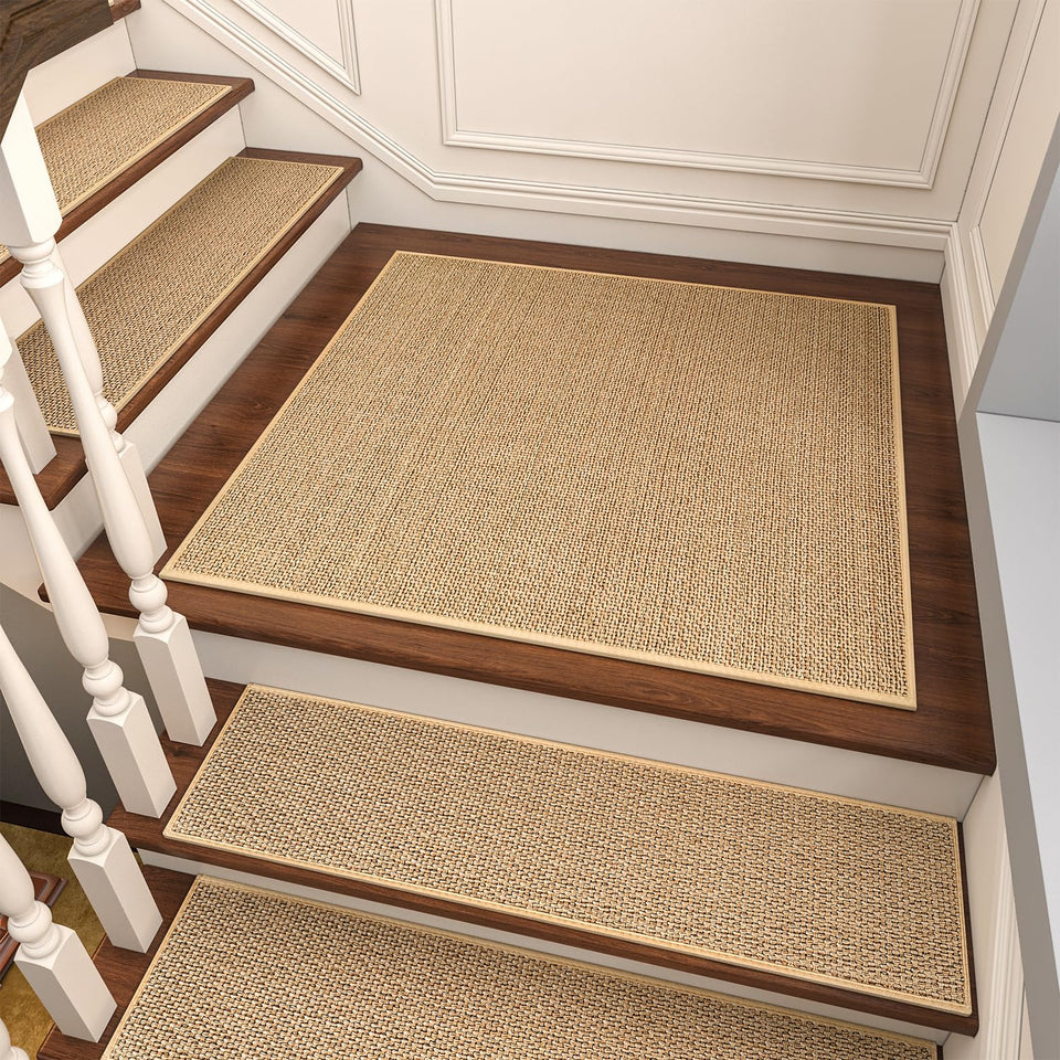PADOOR non-slip stair treads on wooden steps with rubber backing for grip