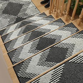 PADOOR non-slip 3D stair treads on wooden steps for safer footing.