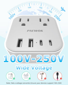 PAEWOK packaging shows all adapters neatly organized for trips.