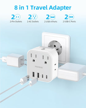 PAEWOK USB-ports close-up with USB-A and USB-C for fast charging.