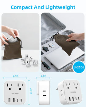 Paewok USB-A ports deliver 2.4A for quick device fueling.