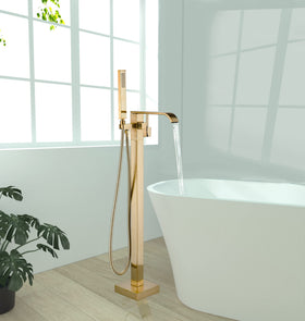 Pafilly freestanding bathtub faucet in brushed gold showing elegant, durable design