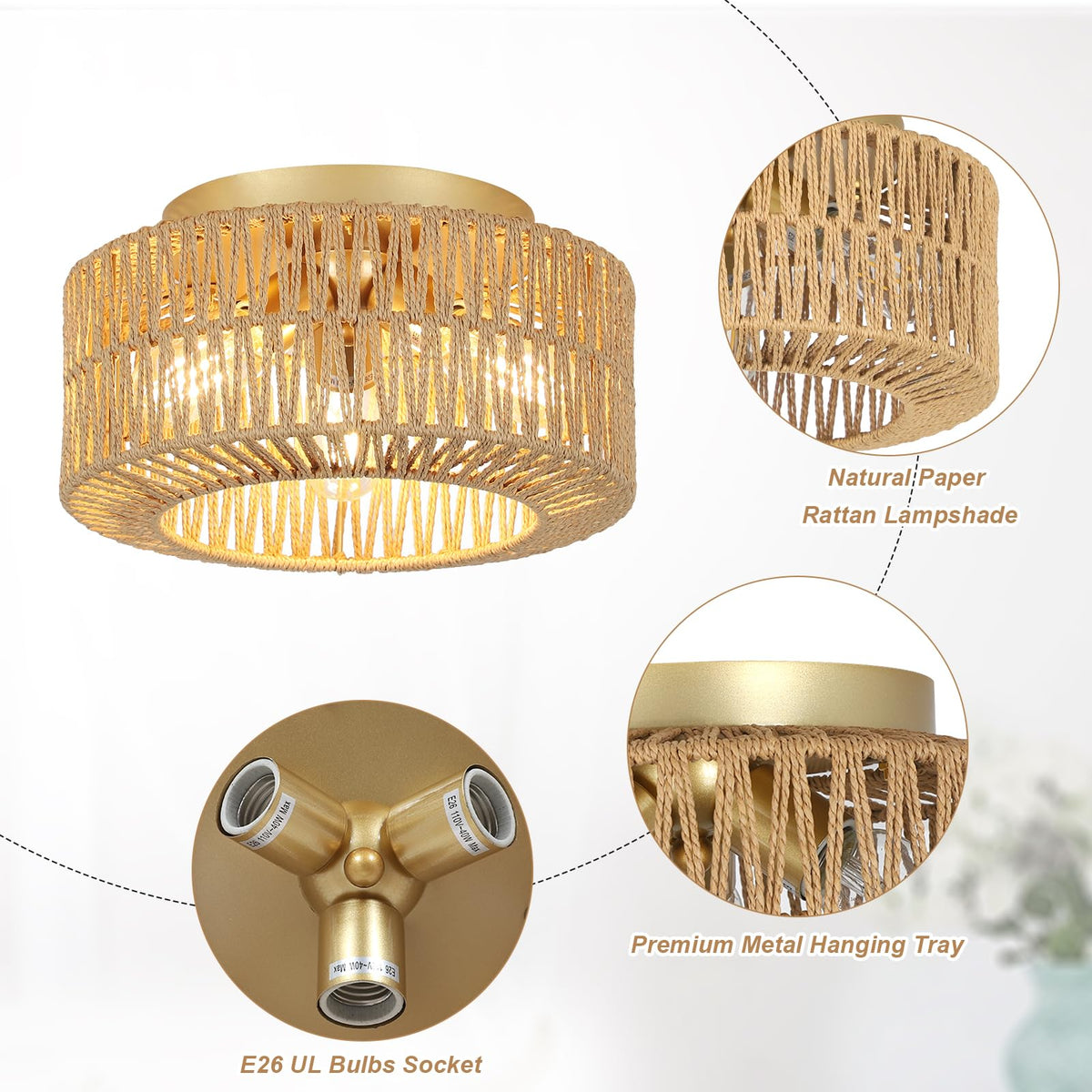 PAUFUL modern boho ceiling light serves as a living room focal point