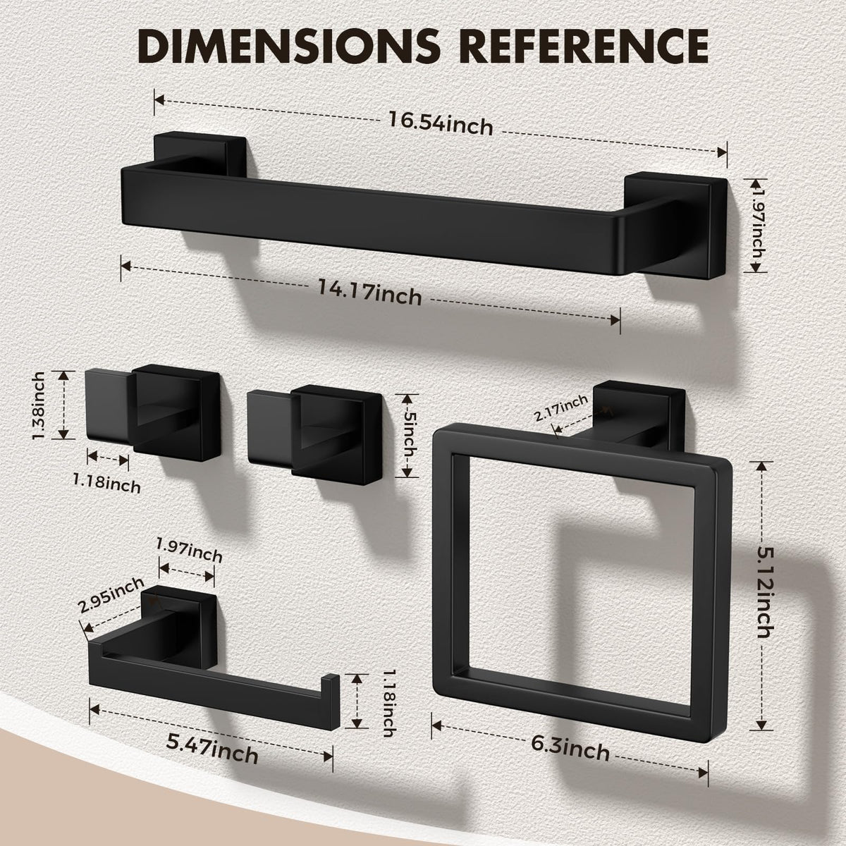PAHSFS matte black bathroom hardware set enhances a cohesive, modern look.
