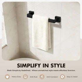 PAHSFS matte black towel ring keeps towels neatly within easy reach.