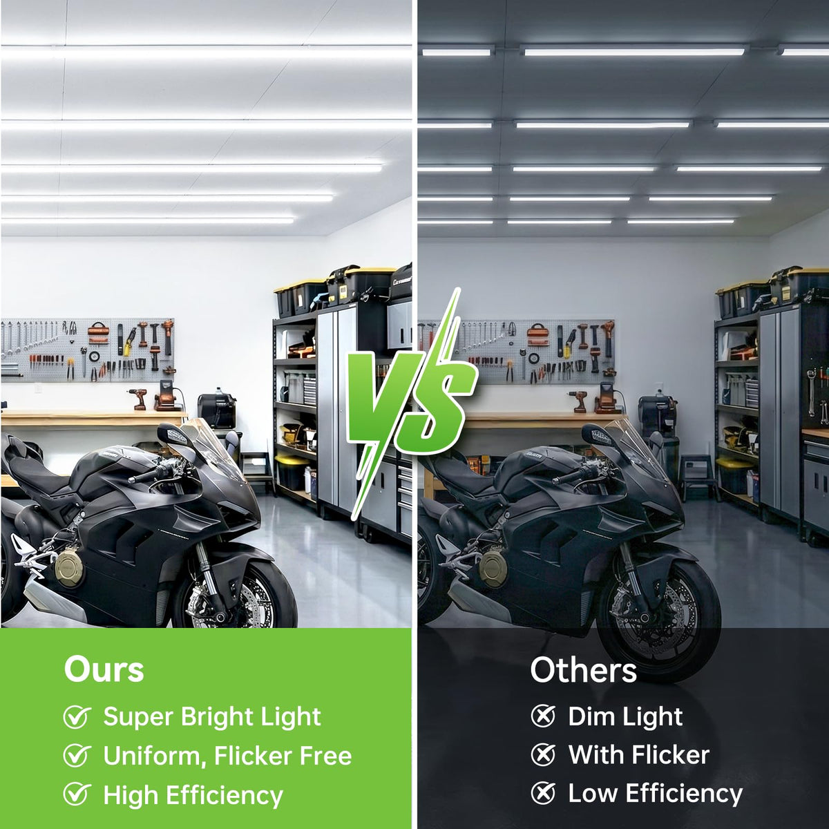 Paklighting LED shop light installation kit supports easy ceiling or wall mounting.