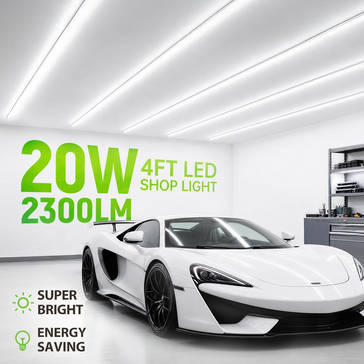 Paklighting 4FT LED Shop Light connectors enabling seamless multi-light linking.