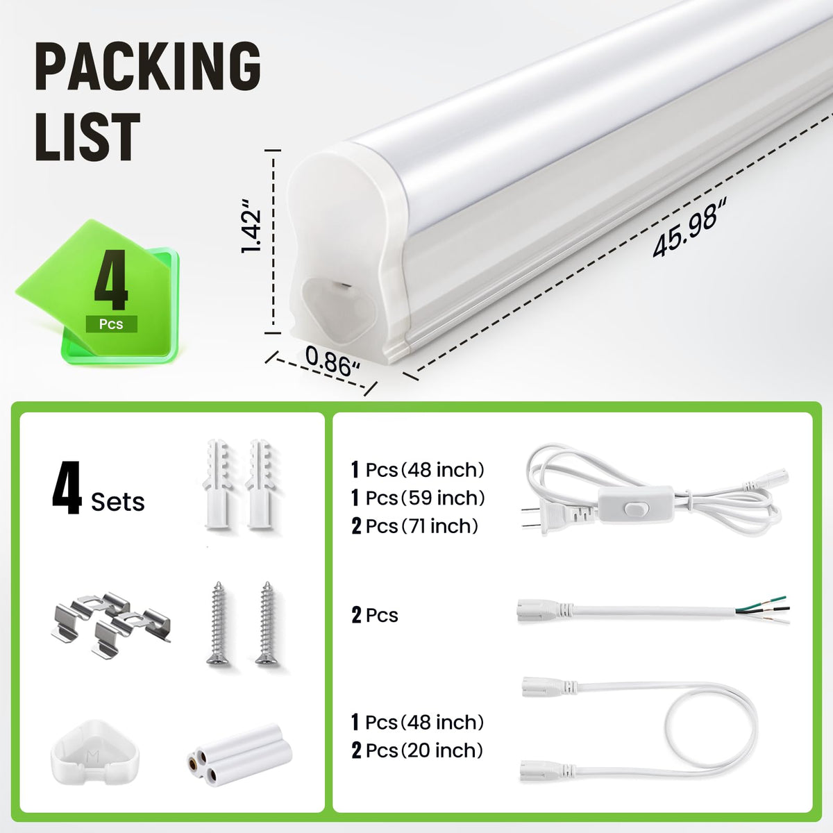 Paklighting versatile lighting suitable for garage, workshop, basement, and storage.