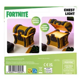 Paladone Fortnite Loot Chest Light packaging and licensing details for collectors.