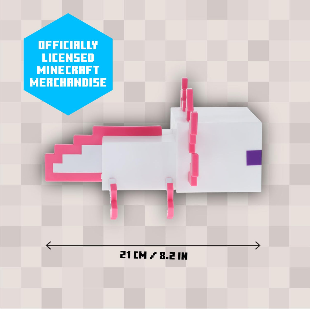 Axolotl light dimensions shown for compact desk or bedside placement.