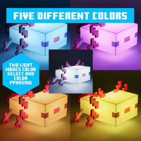Officially licensed Minecraft Paladone Axolotl Light branding validates authenticity.