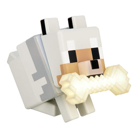 Paladone Minecraft Wolf GloBuddies lamp, front view, adds cozy gaming ambience for desk or bedside