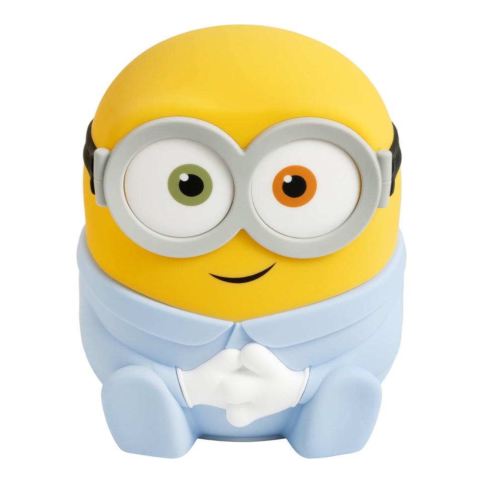 Paladone Minions Bob SquishyGlo night light on bedside with warm glow