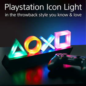Paladone PlayStation Icons Light, sound-reactive mode, syncs with music for dynamic vibes.