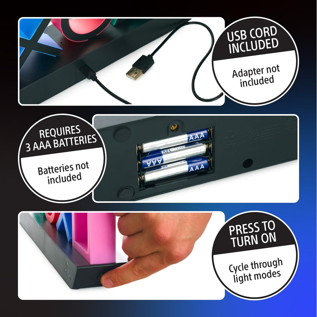 Paladone PlayStation Icons Light, USB-powered, easy to place on any desk.