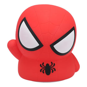 Paladone Spiderman SquishyGlo lamp in night mode offering comforting bedside lighting for bedtime routines.