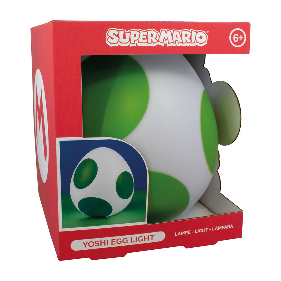 Paladone Yoshi Egg Light on a shelf adds playful Mario decor.