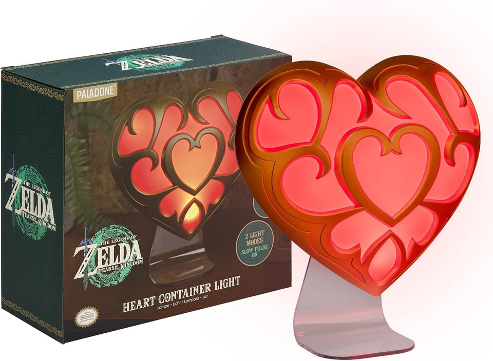 Paladone Zelda Heart Container Light on wall for ambient game room mood lighting